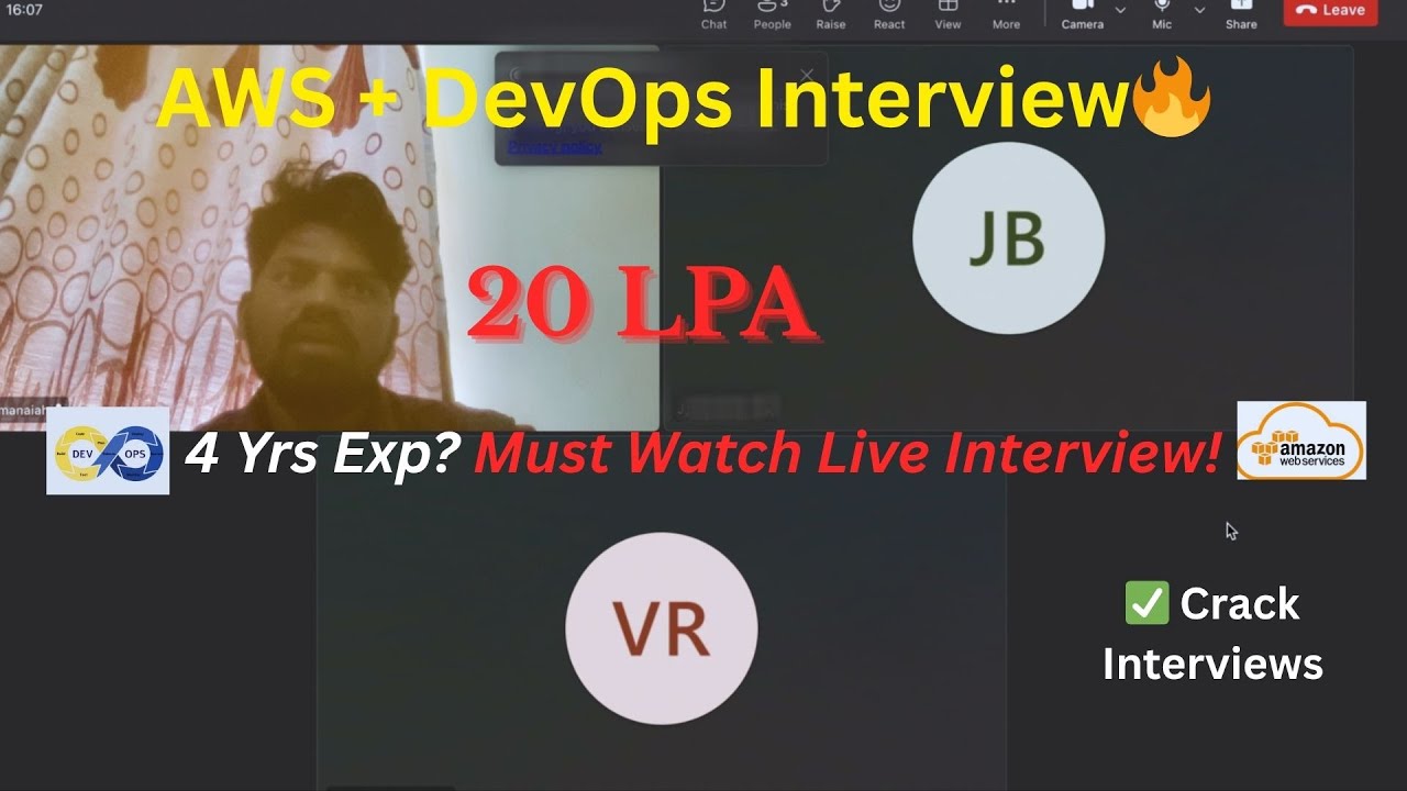 Live AWS + DevOps Interview 2025 | Real Question & Answer for 4 Years Experience #awsdevops