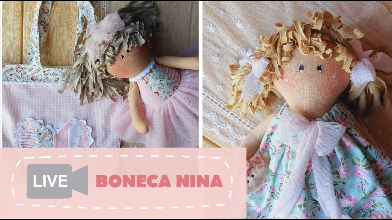 Aula boneca de pano NINA - Com bolsa para as crianças