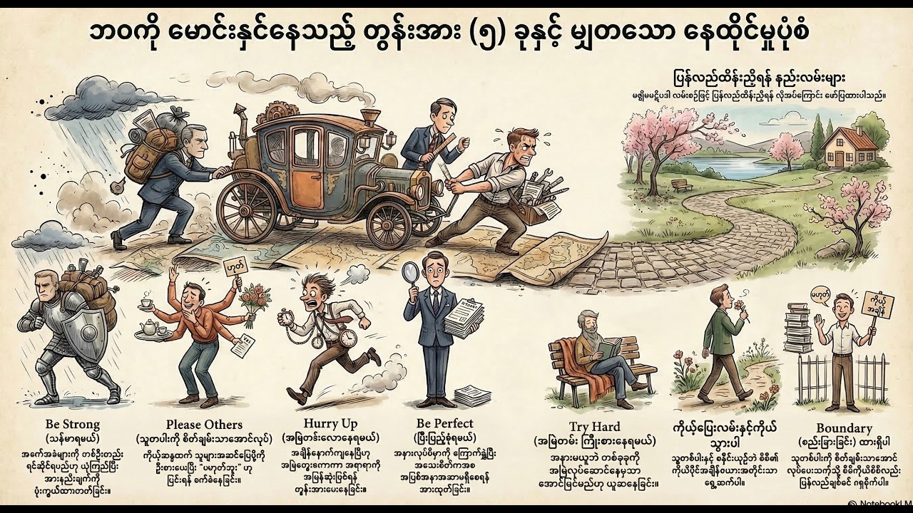 ဘဝကို မောင်းနှင်နေတဲ့ တွန်းအား ၅ ခုနဲ့ စိတ်ပင်ပန်းမှုမှ လွတ်မြောက်အောင် ထိန်းညှိနည်း