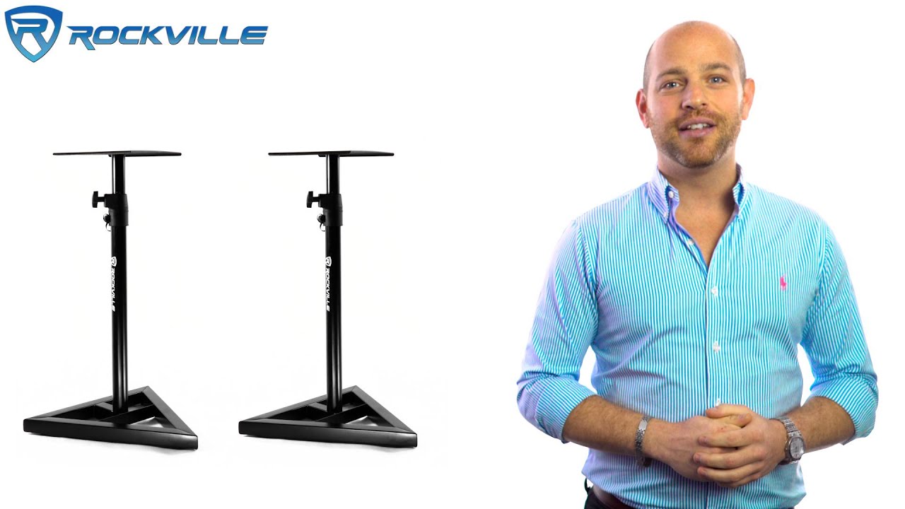 ROCKVILLE RVSM1 PAIR OF NEAR-FIELD STUDIO MONITOR STANDS W/ ADJUSTABLE HEIGHT