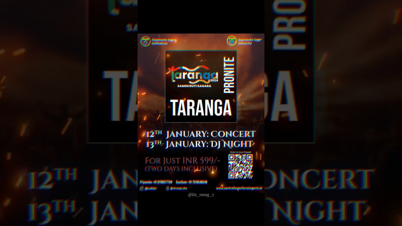 S👀u guys in Taranga #2k24 #swagvlogs🤘 #dayanandasagaruniversity #schoolofengineering #collegefest