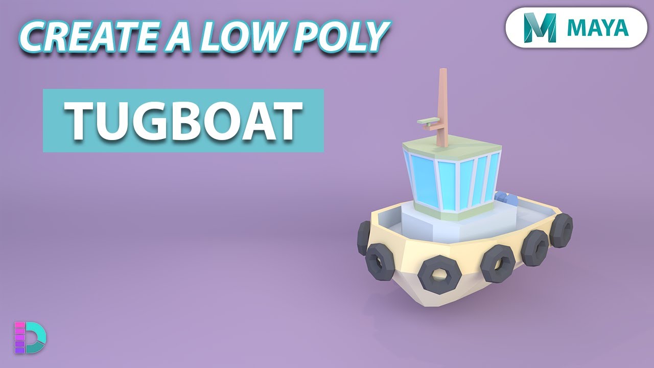 Модель низкополигональной лодки в Maya | Буксир