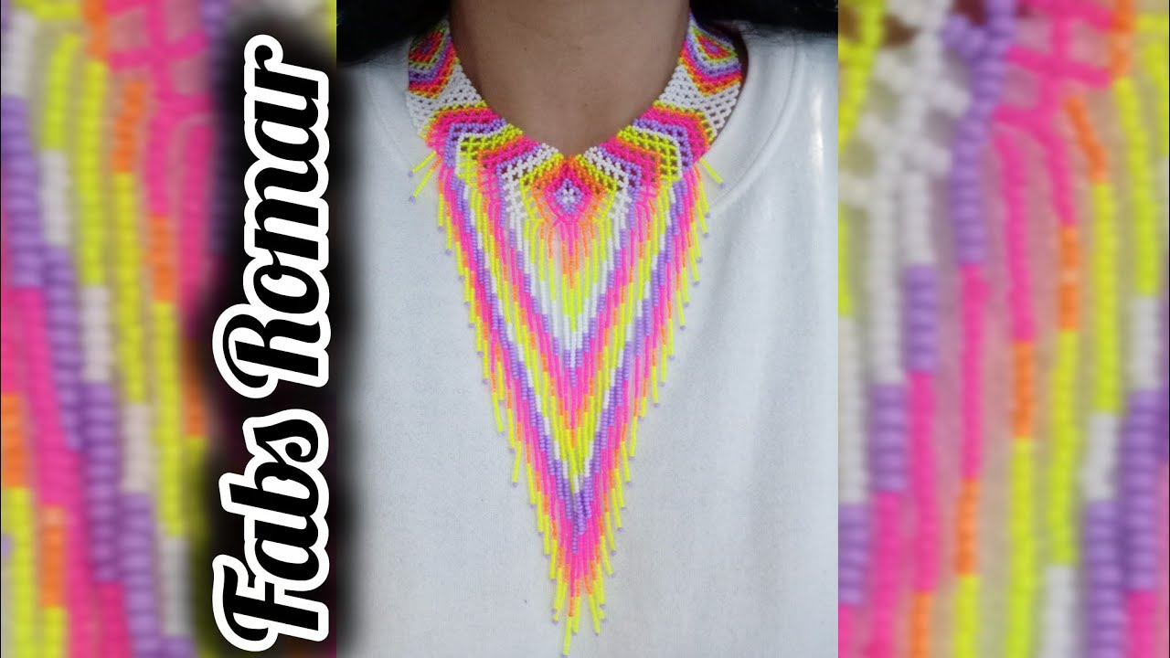 Collar de chaquira colores neón 2da parte cascada 