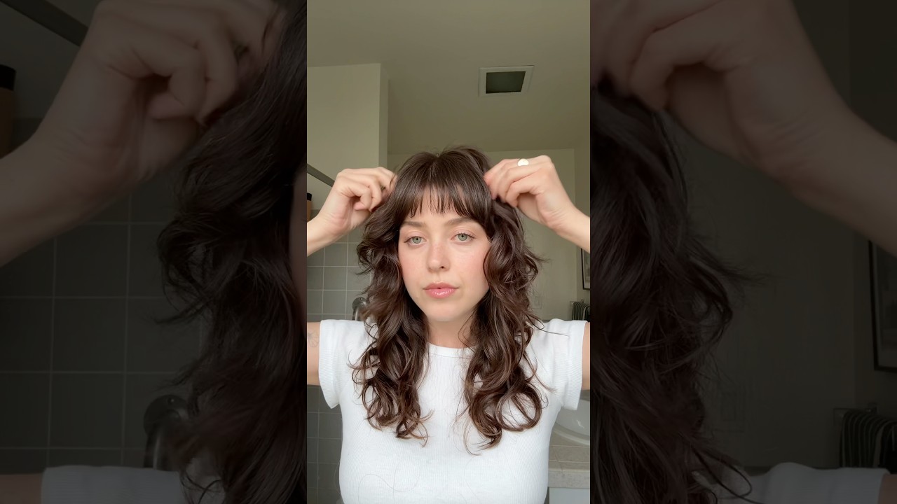 How I style my wavy shag hair cut #wavyhair #bangs #hairstyletutorial
