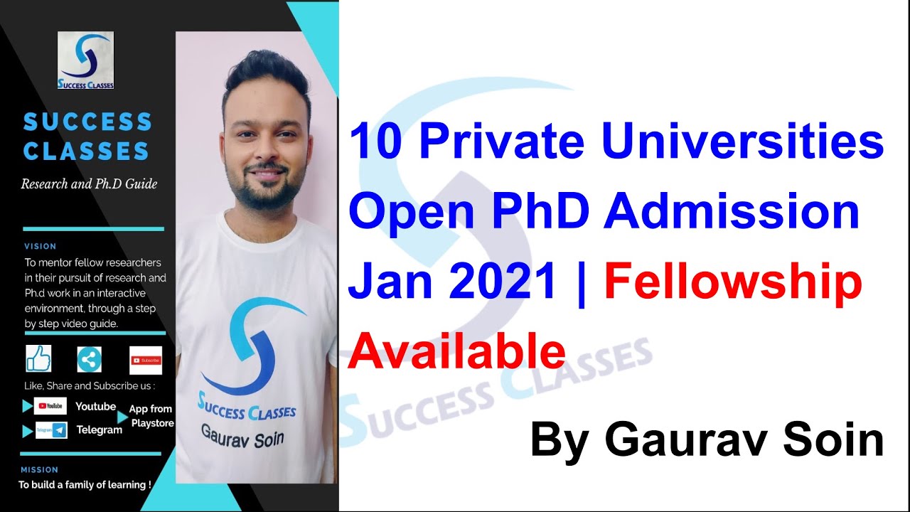 10 Private Universities Open PhD Admission Jan 2021 | Fellowship Available