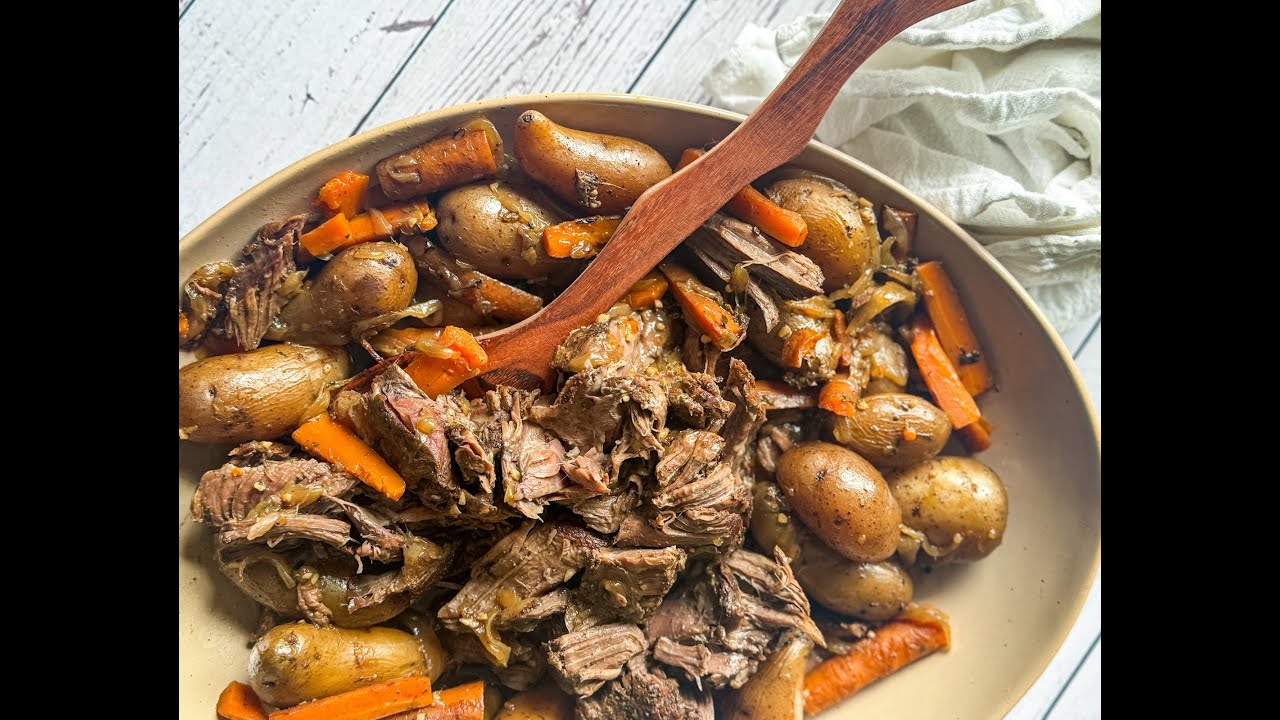 Garlicky Bison Pot Roast in the Crock Pot