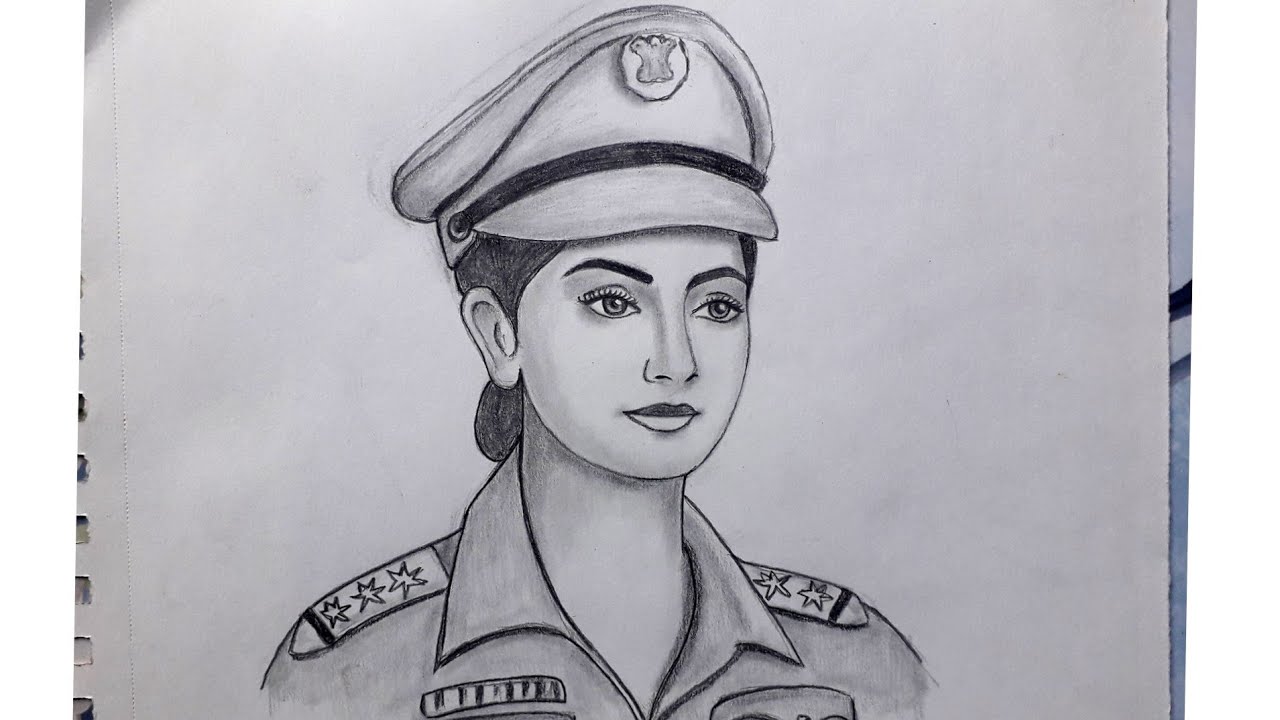 easy girl police drawing step by step // girl ips drawing // republic day special drawing // police