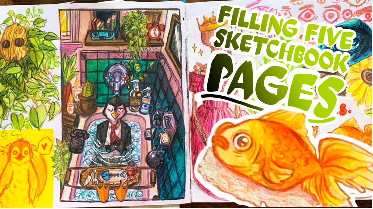 ☕️ SKETCHBOOK SESSION #2 || 🐧🌿 Defeating the Rejected Pages in My Sketchbook (GoNE WrOnG?!1!!)