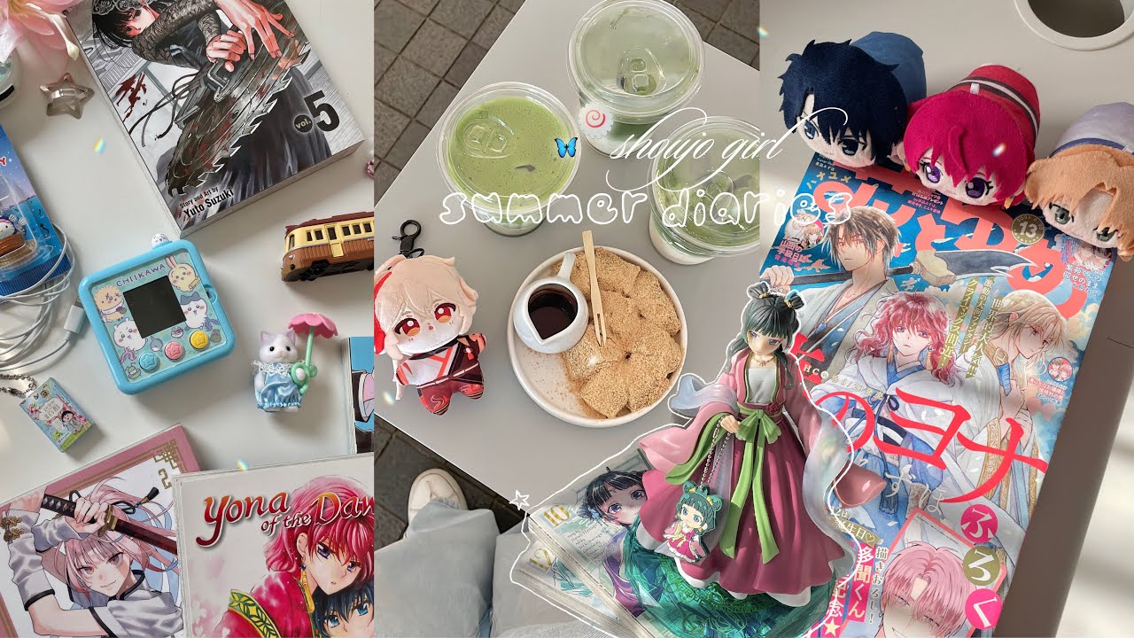 shoujo summer diaries 🌸 cozy days with my hobbies, unboxing maomao garden party figure, manga haul!
