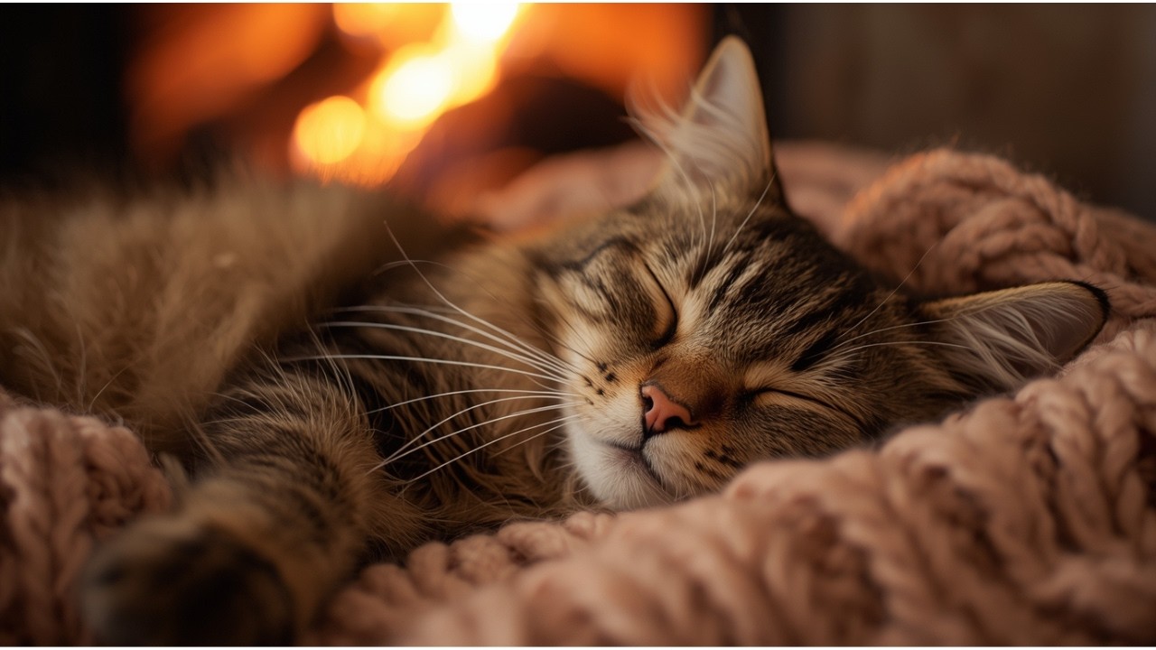 NO ADS Cats Relaxing Music 😻 Christmas Fireplace 🎄 Cat SMusic for Anxi