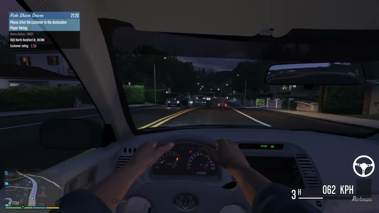 GTA V Rideshare in a Toyota Camry 2005 | Steering Wheel Gameplay