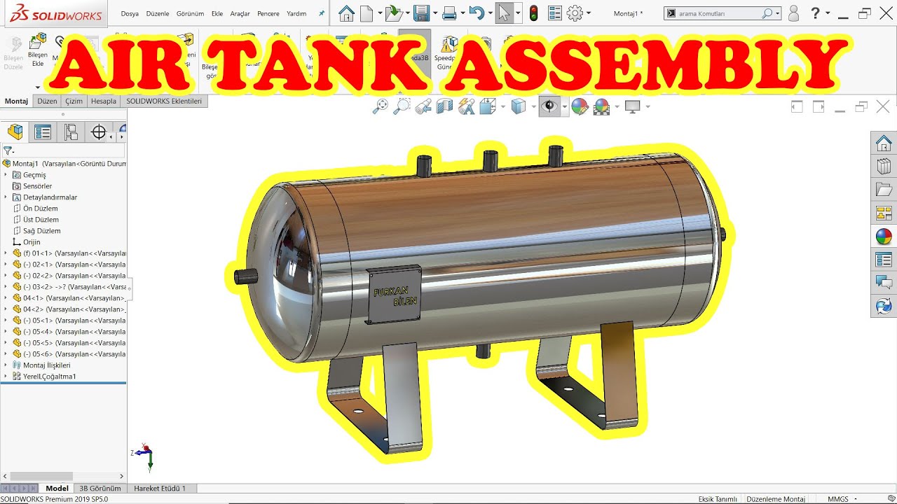 @SOLİDWORKS HAVA TANKI MONTAJI ( AIR TANK ASSEMBLY)