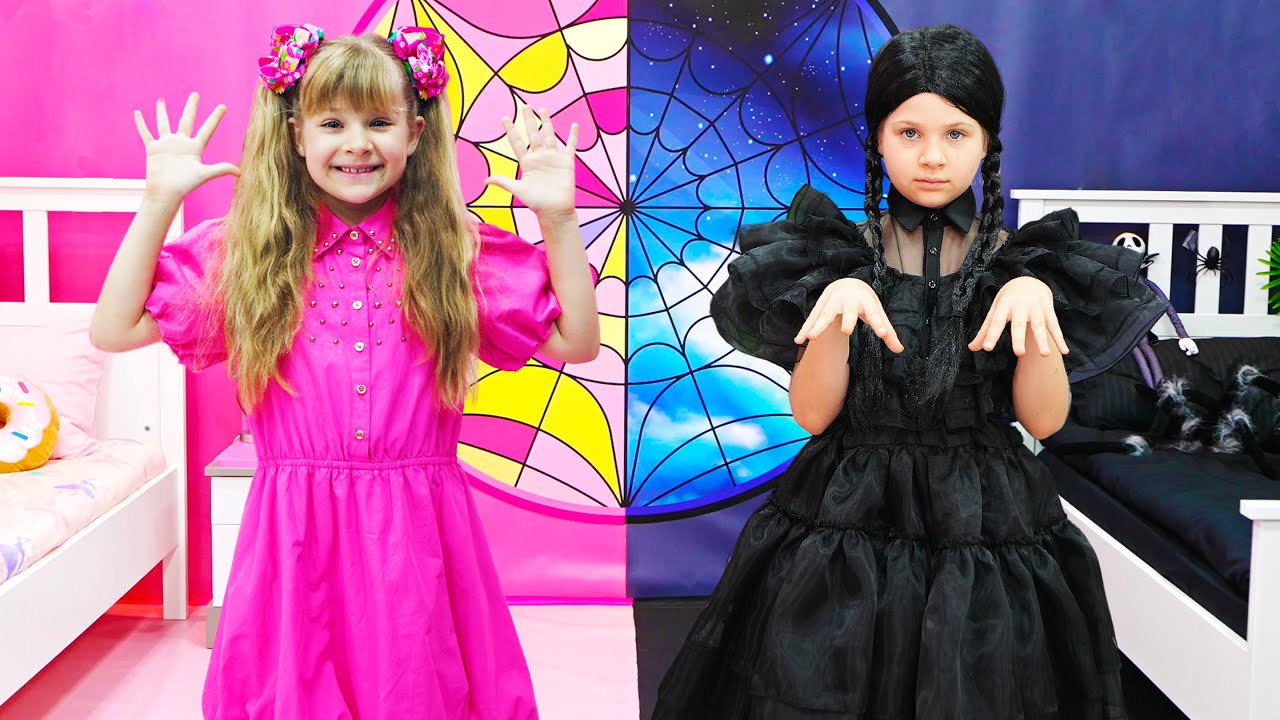 Diana juega el desafio Rosa versus Negro con Wednesday