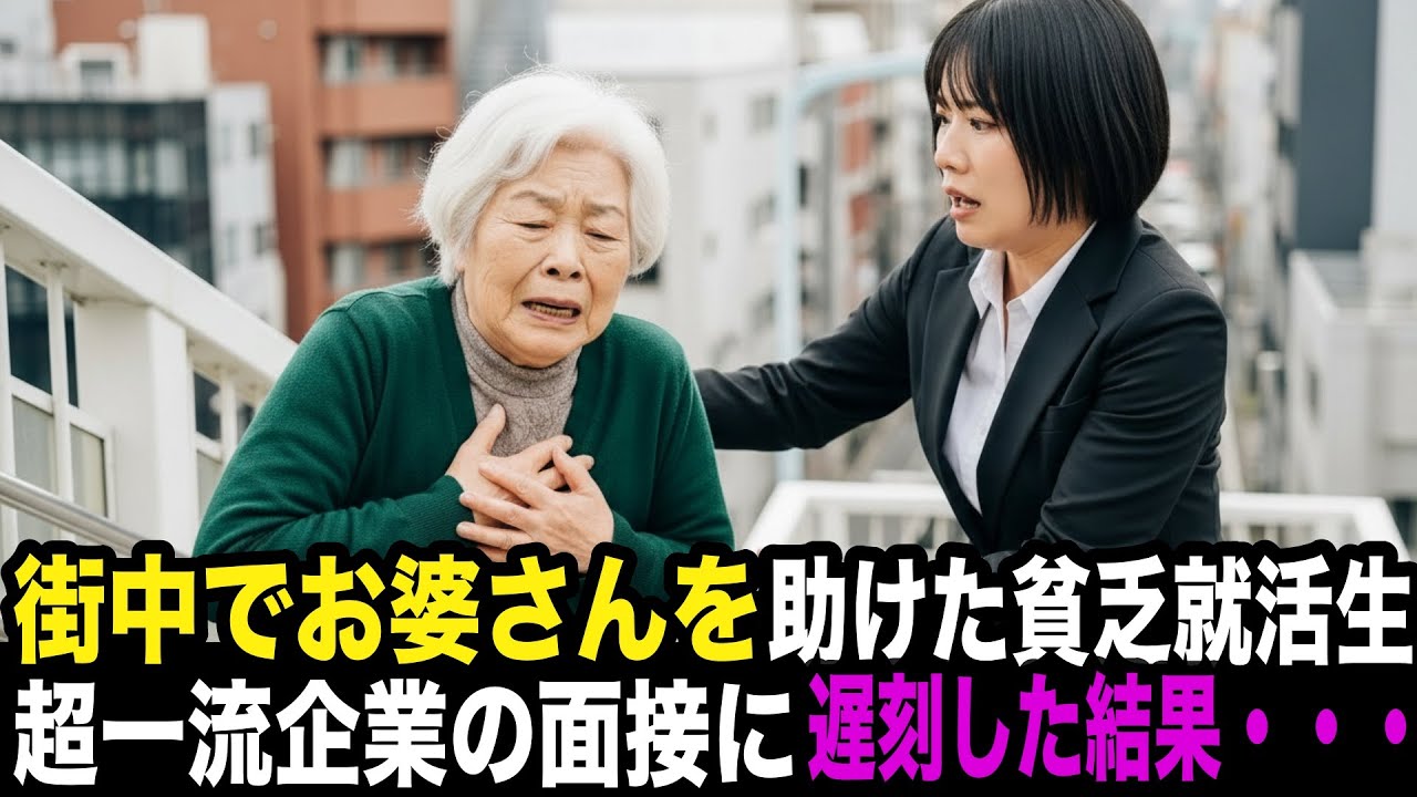 大手企業の面接に向かう街中で、お婆さんを助けて大事な面接に遅刻した結果...