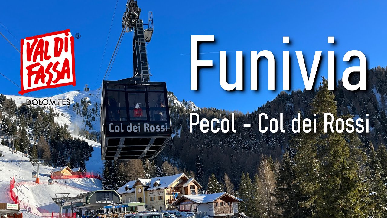 Funivia Pecol - Col dei Rossi: funivia va e vieni del Belvedere di Canazei #valdifassa #funivia