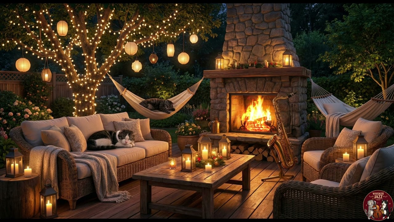 Mind Relaxing Instrumental Music for Work: Warm Outdoor Ambience with Fairy Lights