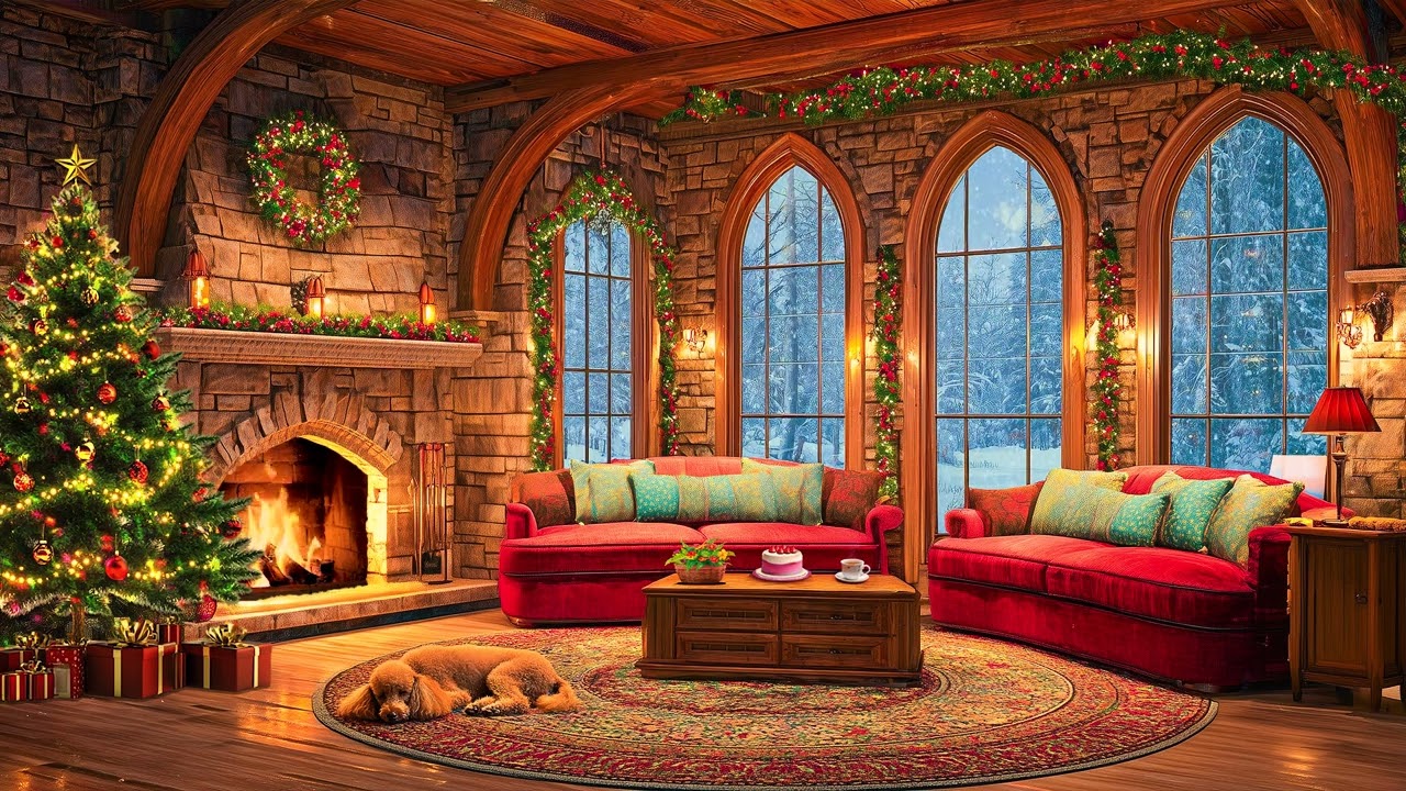 Soothing Music Over Cozy Jazz Piano Fire 🎶 Stress Relief Comfort 🔥 3 Hours No Ads