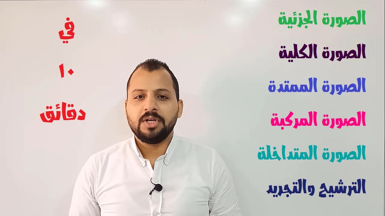 شرح الصورة الجزئية والكلية والممتدة والمركبة والمرشحة والمجردة