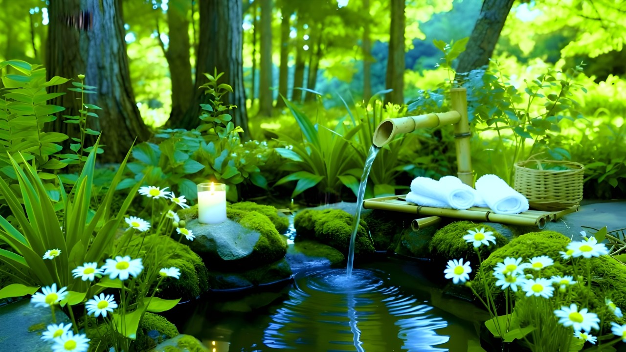 Peaceful Night 🌿 Water Sounds and Sleep Music for Anxiety Relief Calm Rest