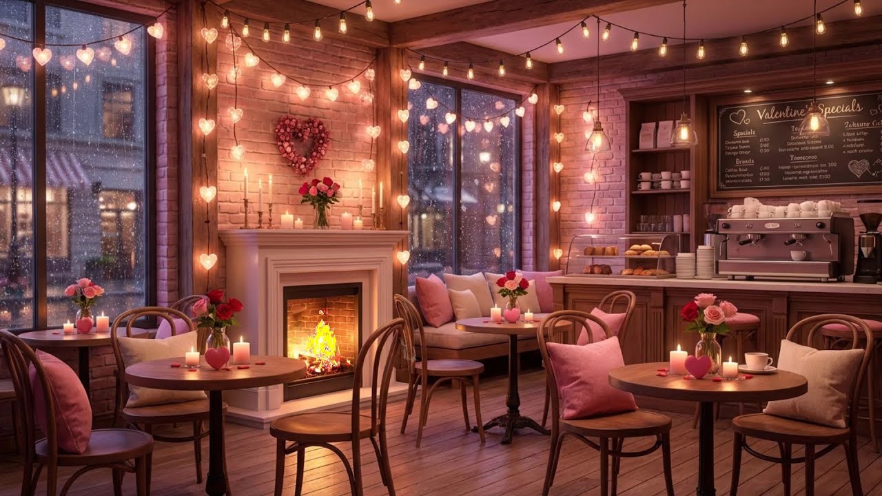 Romantic Love Night ❤️ Fireplace & Chill Music | Valentine’s Day Ambience
