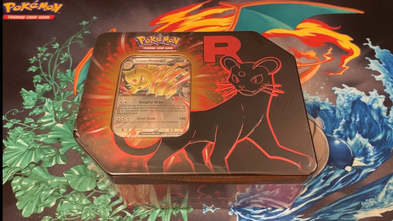 Team Rocket&rsquo;s Persian Ex Pokemon Tin Opening