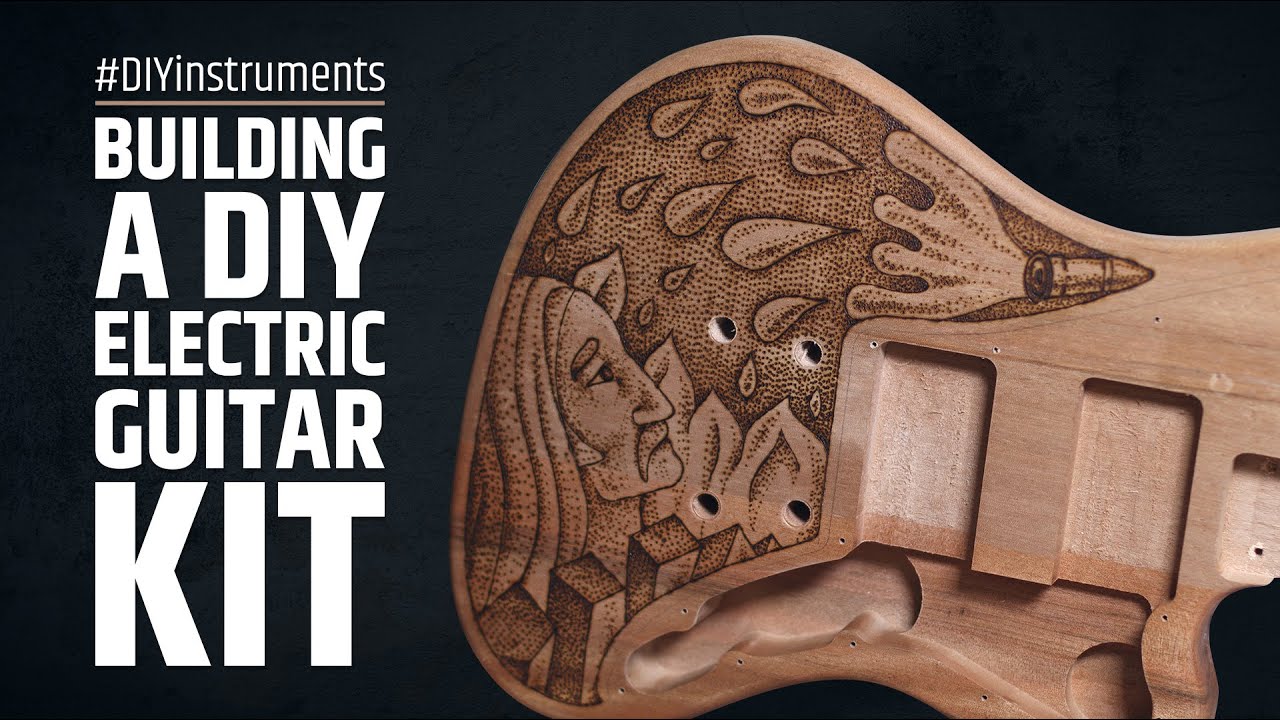 Building an electric guitar DIY kit and decorating it with pyrography