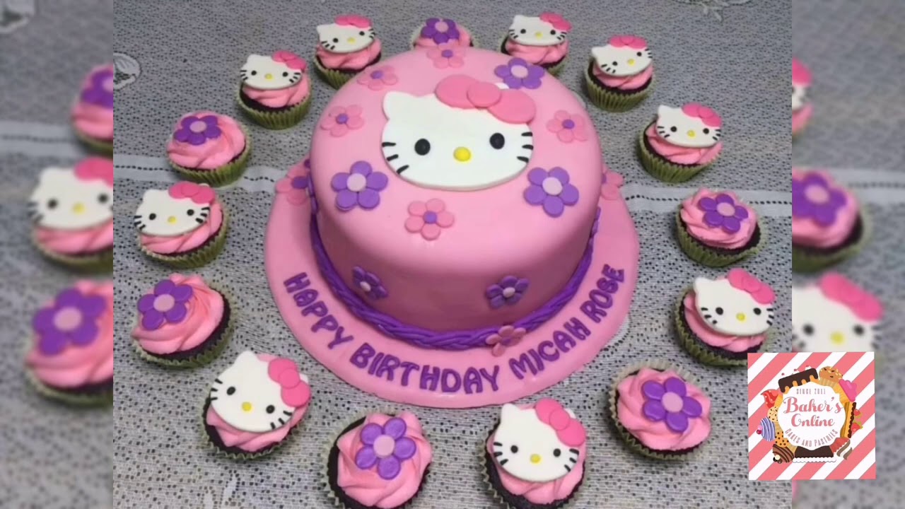 HELLO KITTY FONDANT CAKE/HELLO KITTY FONDANT CUPCAKE /CAKE TOPPER/TUTORIAL/DECORATING CUPCAKE