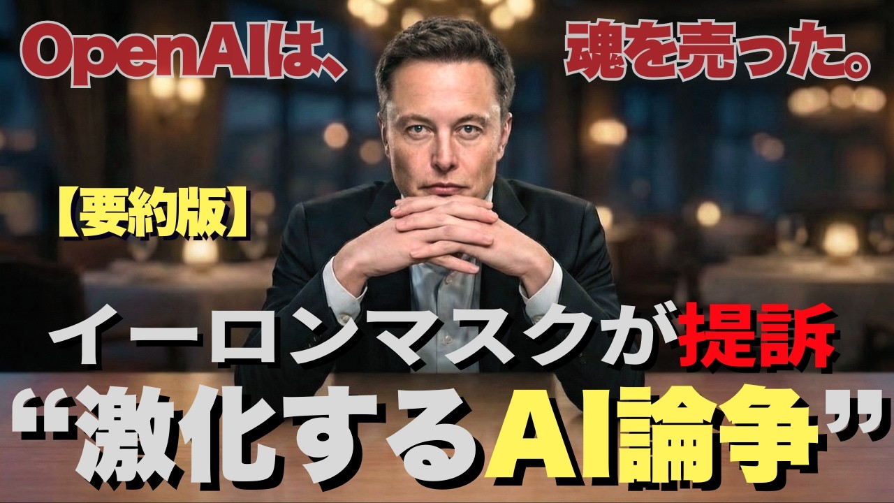 イーロンマスクがOpenAI提訴。創業者の1人だったマスク氏が一体なぜなのか【公式要約版】