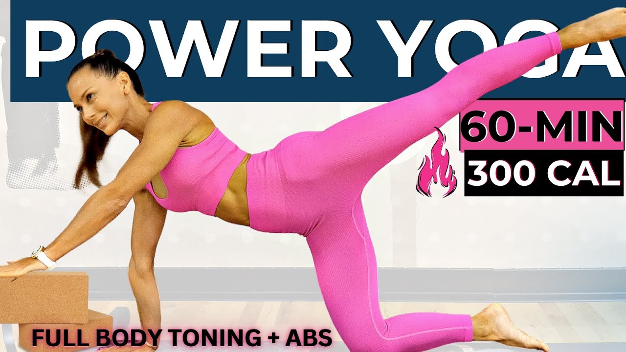 60-MIN YOGA POWER WORKOUT (low-impact full body toning workout, weight loss, flexibility + abs)