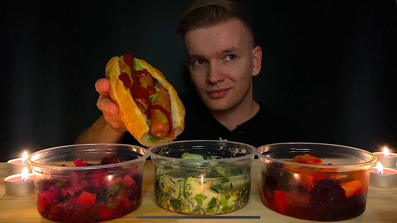 МУКБАНГ НОЧНОЙ ЖОР 🌃I Страшные истории из Мракопедии 👻I Хот-дог 🌭, салаты 🥗 Mukbang