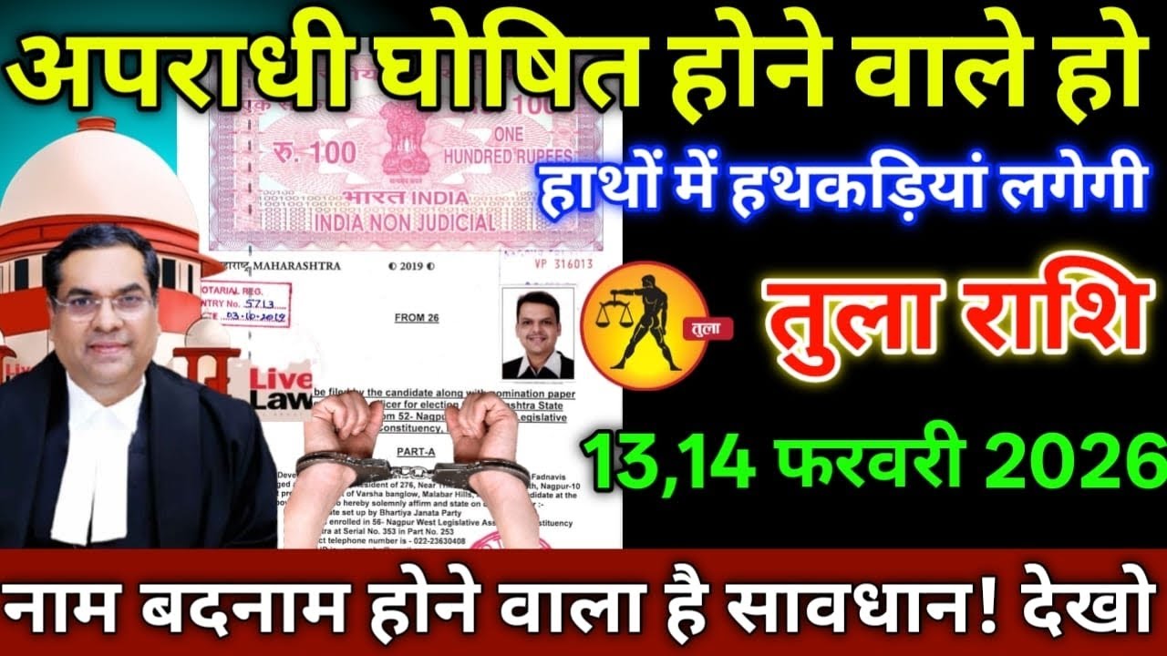 तुला राशि वालों 13,14 फरवरी 2026 अपराधी घोषित होने वाले हो हाथों में हथकड़ियां लगेगी सावधान,