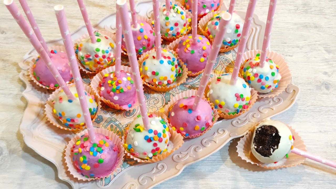Keyk pops resepti. Üzəri şokoladla örtülmuş  çöplü biskvitli toplar.Cake pops.Кейк попс.🍭🍭🍭🍭