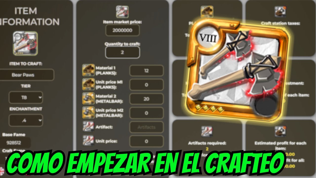 Como empezar en el crafteo ? / Desbloquear t4 y gastar el foco en armas 4.4 / Albion Online