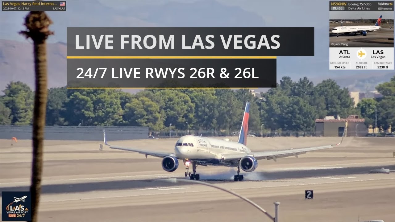 LAS Vegas Airport LIVE 24/7 with views of 26R & 26L