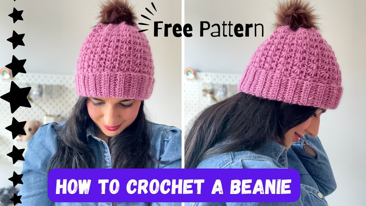 How to crochet a Beanie for Beginners- Star Stitch Tutorial!