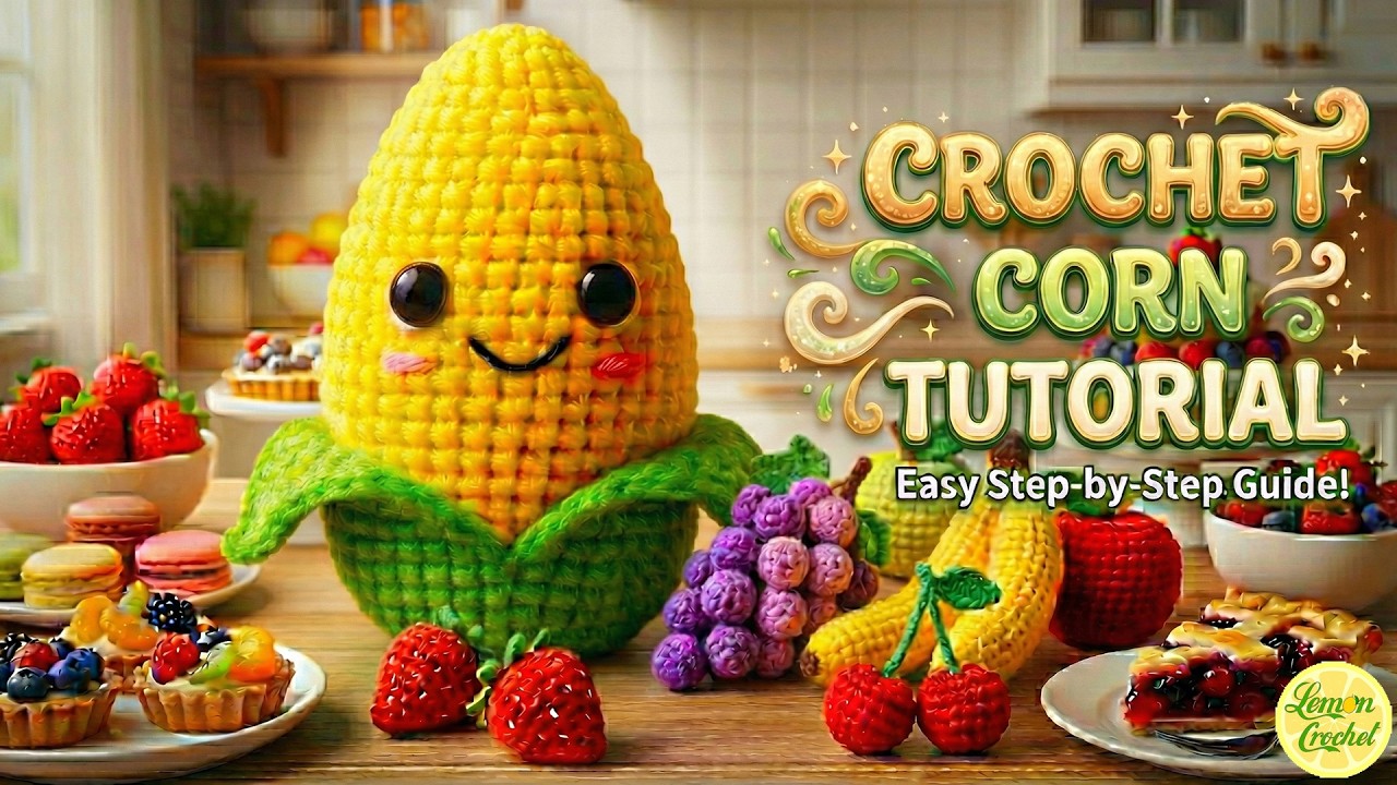 🧶 🌽Как связать крючком амигуруми в виде кукурузы | Простой и милый урок | Лимонное вязание крючком🍋