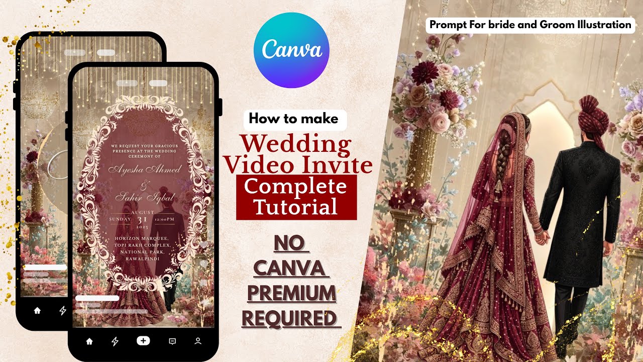 How to Create Wedding Invitation Video in Canva for Free | Full Tutorial 2026 | Mobile & Laptop