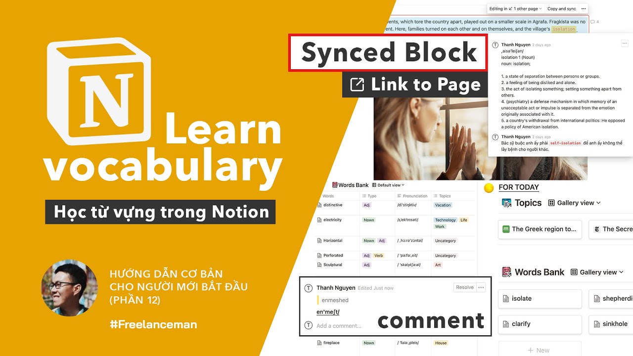 Học từ vựng trong Notion -Tạo liên kết bằng 