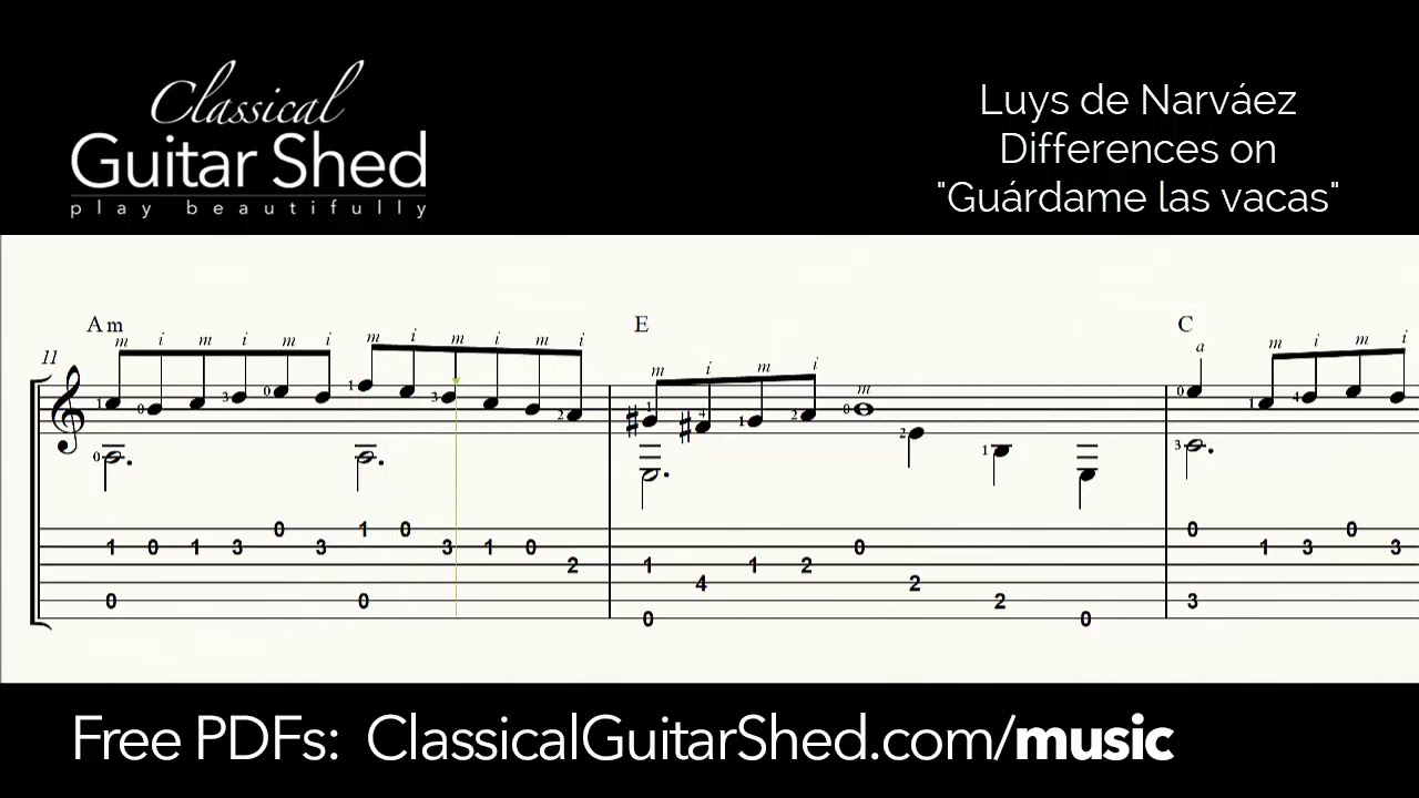 Narvaez: Guardame Las Vacas - Free Sheet Music