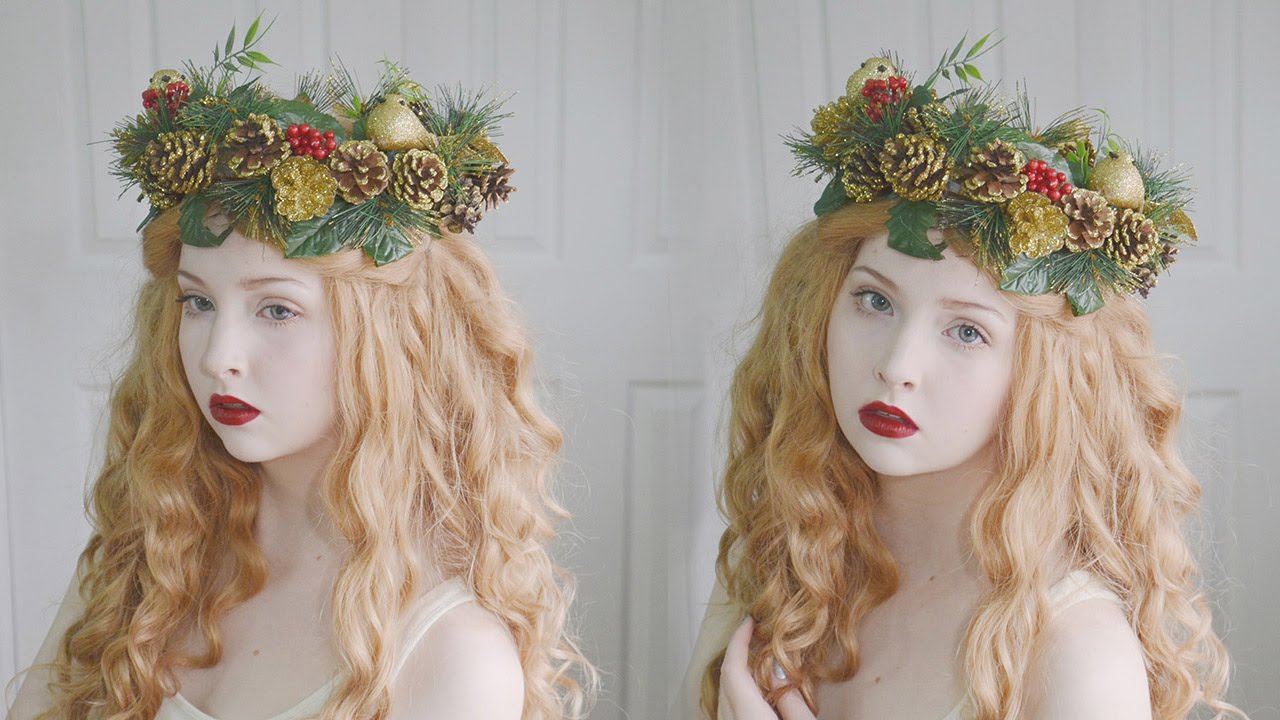 Making a Christmas Themed Pine Cone Crown
