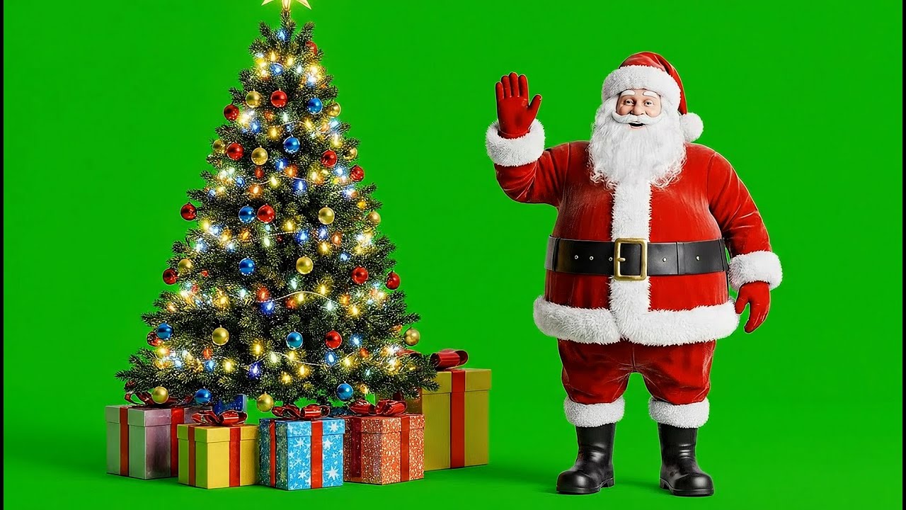 Santa With Christmas Gifts Green Screen  | Christmas 2025 Green Screen