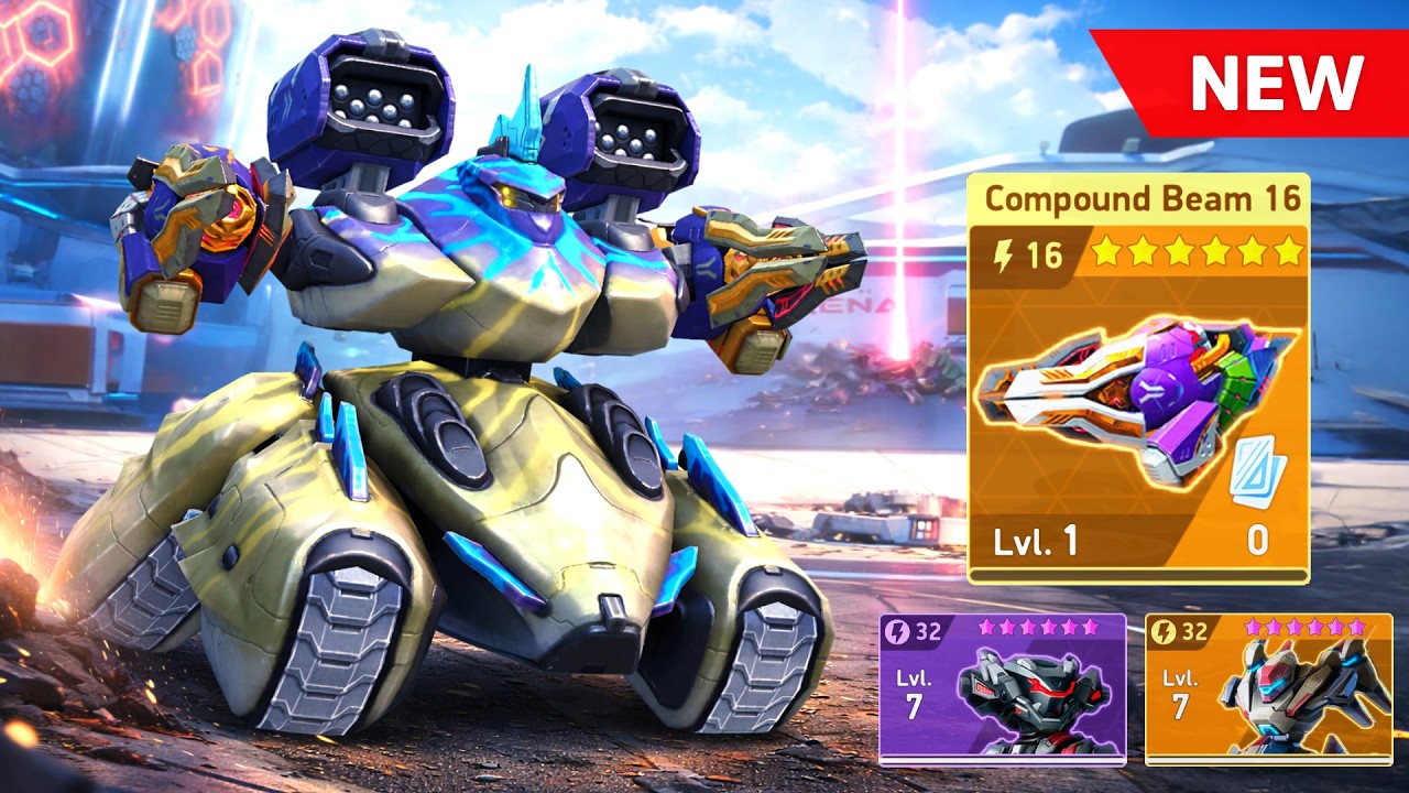 New Weapon COMPOUND BEAM 16 with Panther, Deathwalker, Dreadnought - FFA - Mech Arena