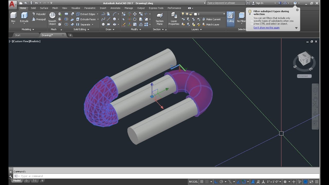 COMO HACER UN CODO DE 180 EN AUTOCAD  2017