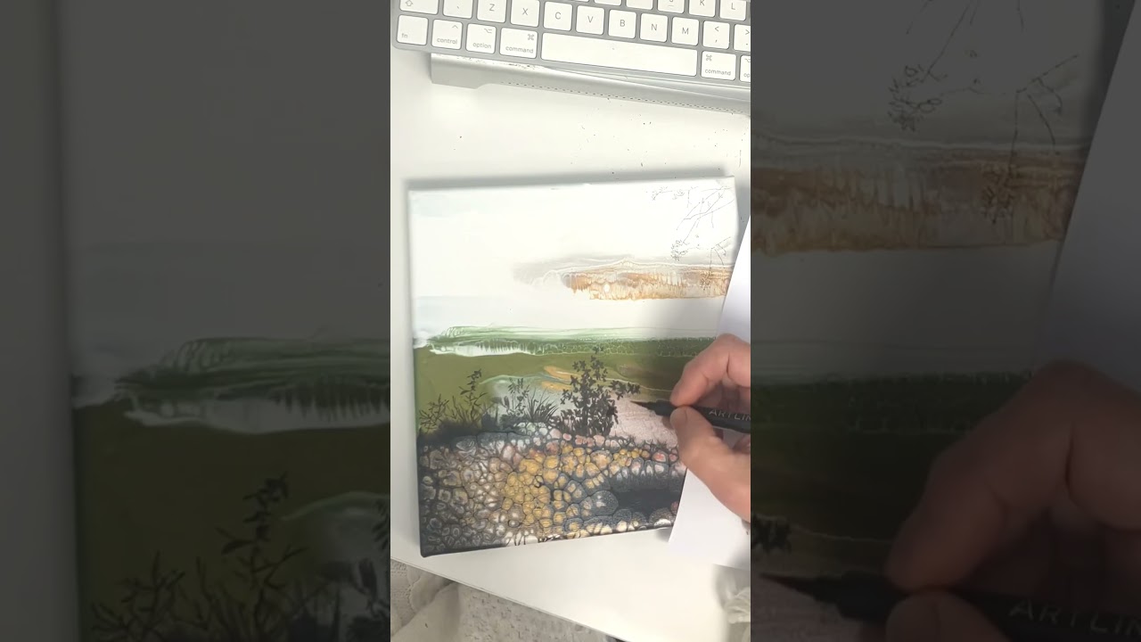 Fluid art landscape pearl pour #shorts