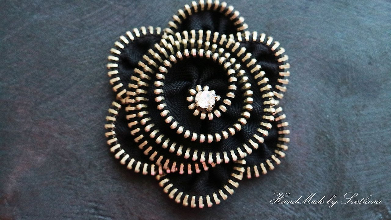 Цветок из молнии Мастер класс DIY Flower from a fastener of a lightning