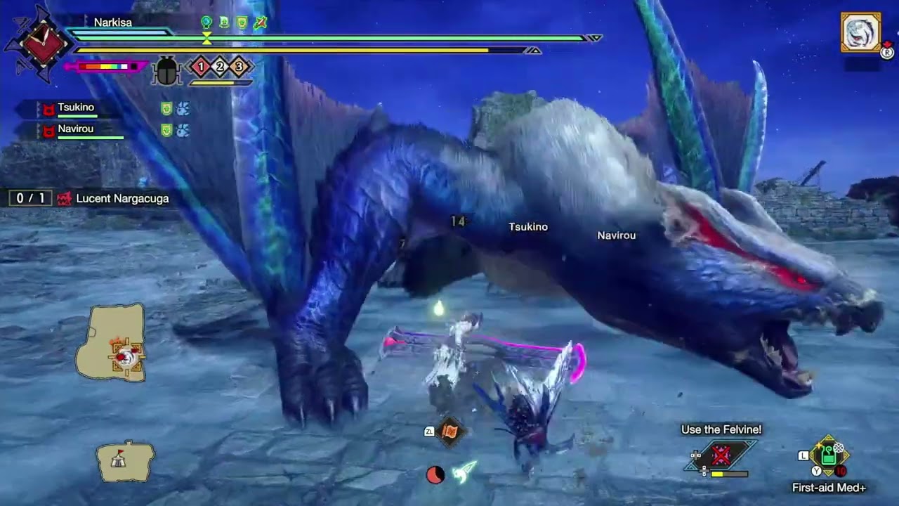 [MHRise SB] Hazard Lucent Nargacuga — Insect Glaive solo