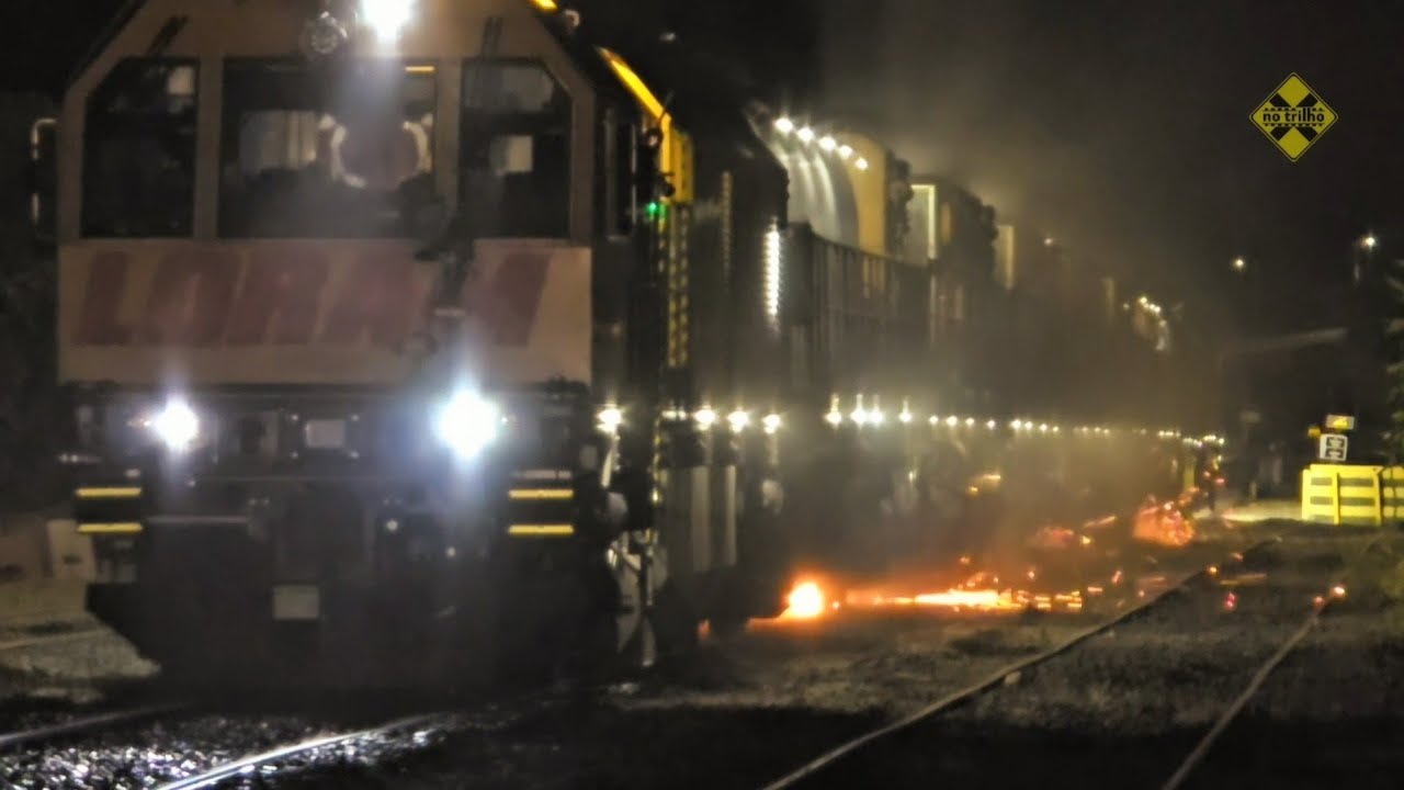 Trem em Jales (SP) - Esmerilhadeira Loram em ação e locotrol misto