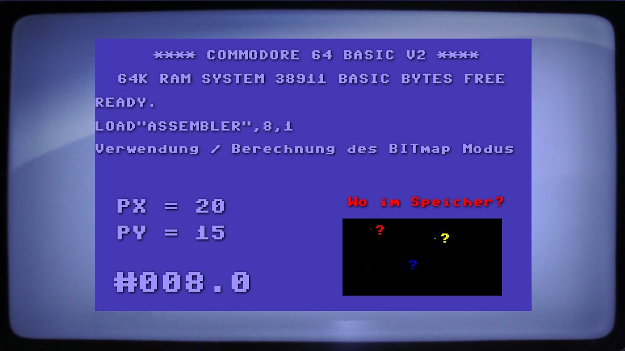 C64 Assembler - BITmap-Modus und Speicherstellenberechnung - Tutorial $008.0