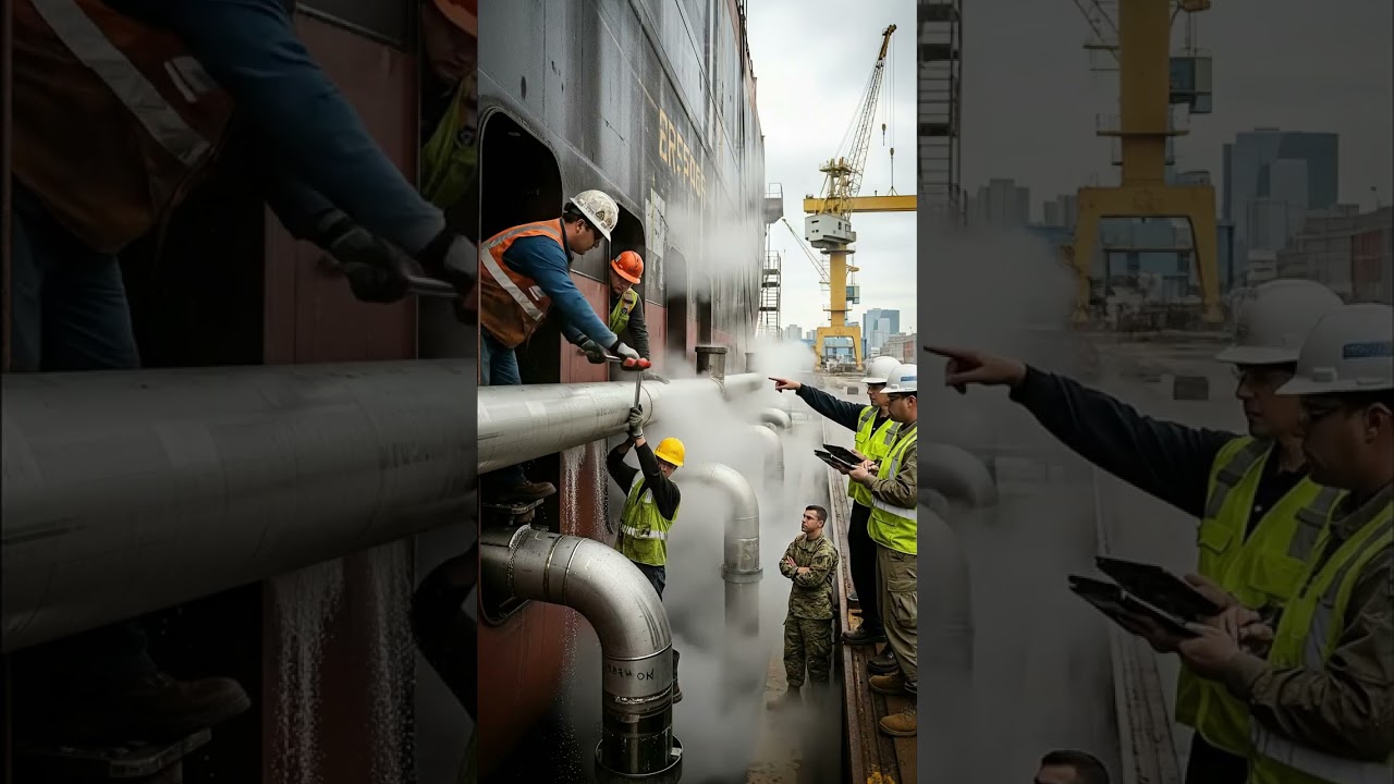 Intense ship repair in #shorts #shiprepair #navalengineering #industrialwork #mustwatch #viralshorts