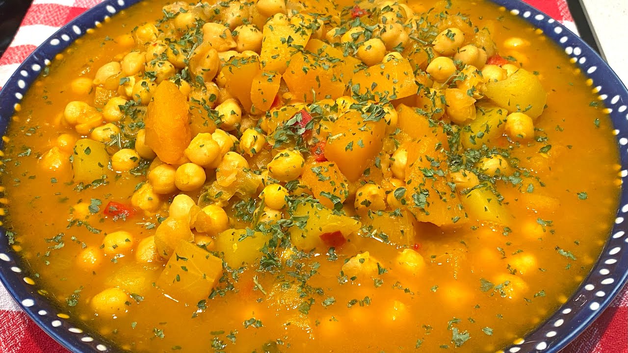 garbanzos con calabaza ✅ una receta casera de potaje heredada de mi  mamá ❤️súper rica y fácil